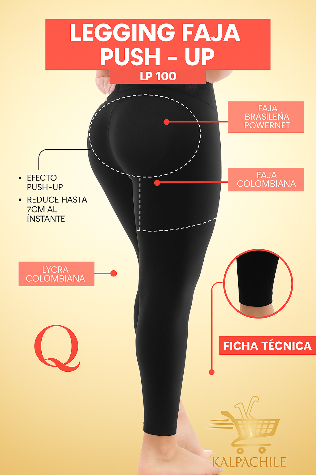 LEGGINS FAJA PUSH UP LP100 COLOMBIANOS